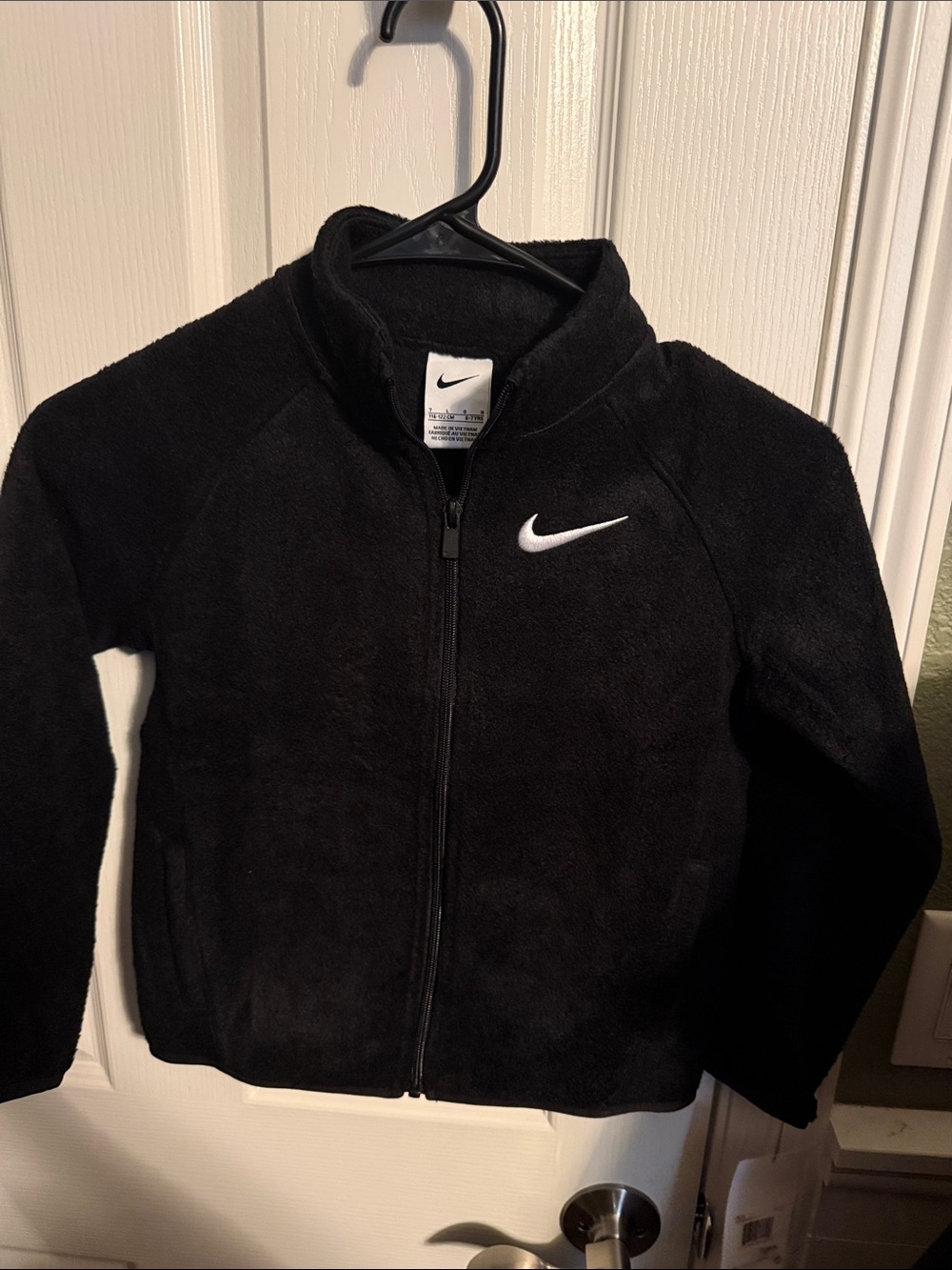 Nike Black Kids' boys Fleece Full-Zip Jacket with White Swoosh